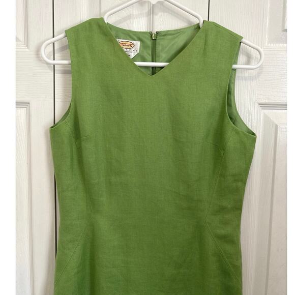Talbots Spring Green 100% Irish Linen Sheath Dress Size 2 Petite - Picture 2 of 8